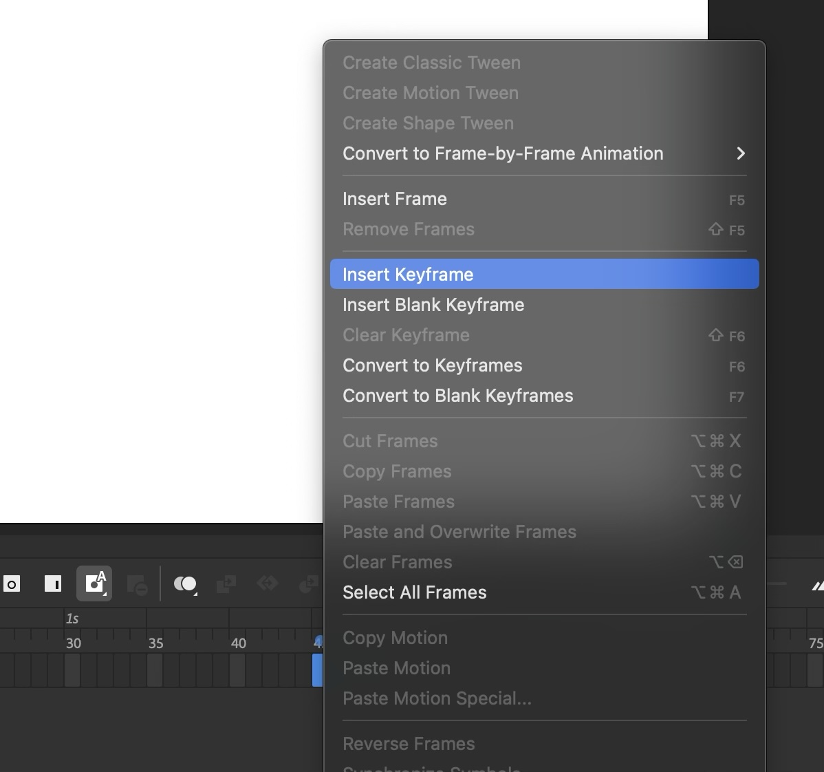 Insert keyframe